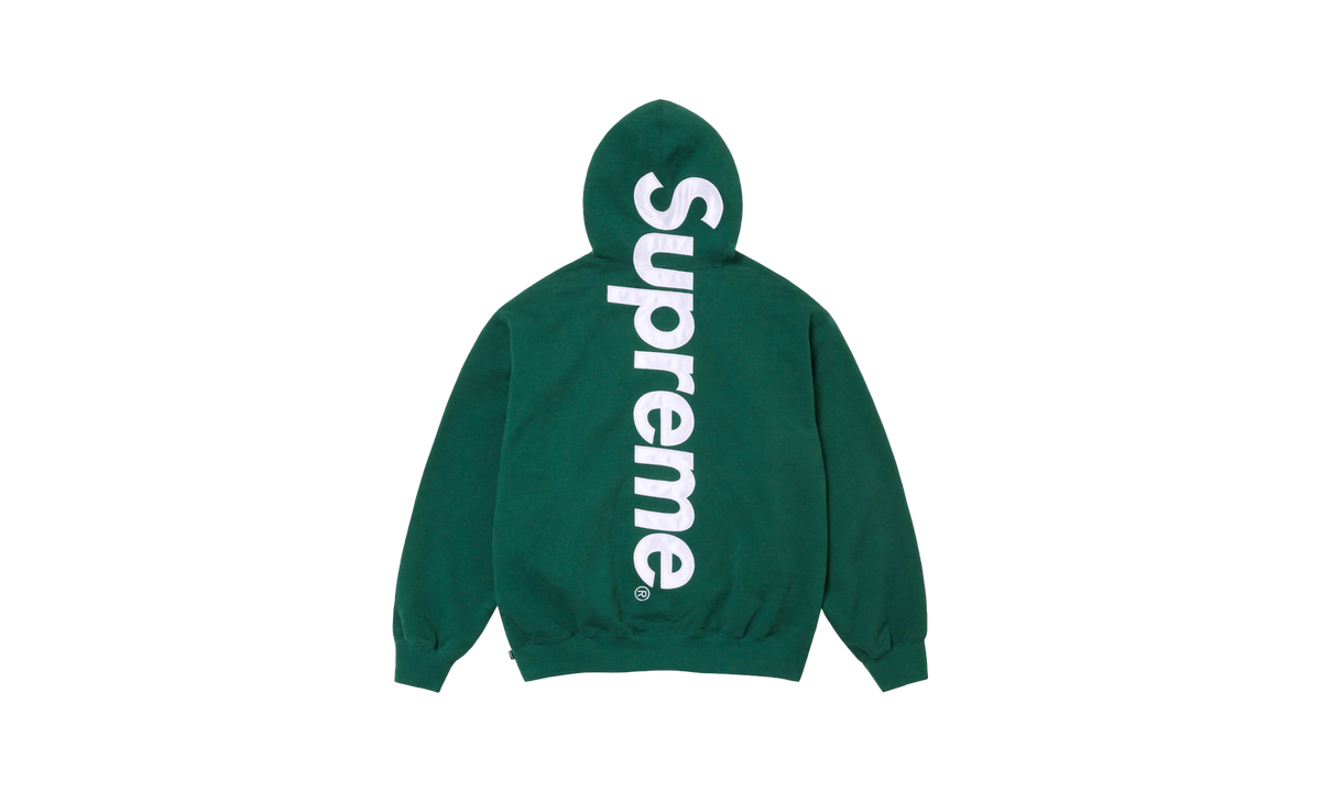 SATIN APPLIQUÉ HOODED SWEATSHIRT "FW24 - Green" SU530