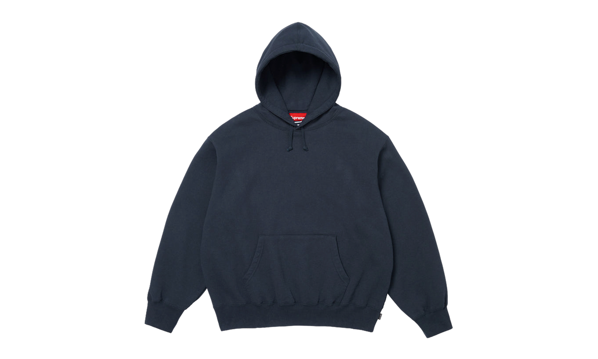Satin Appliqué Hooded Sweatshirt "SS26 - Navy" SU27500